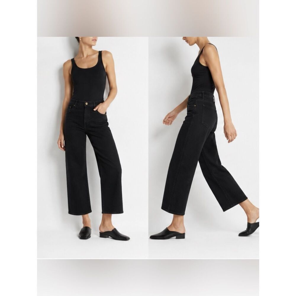 KHAITE WENDELL Straight leg cropped jeans in black